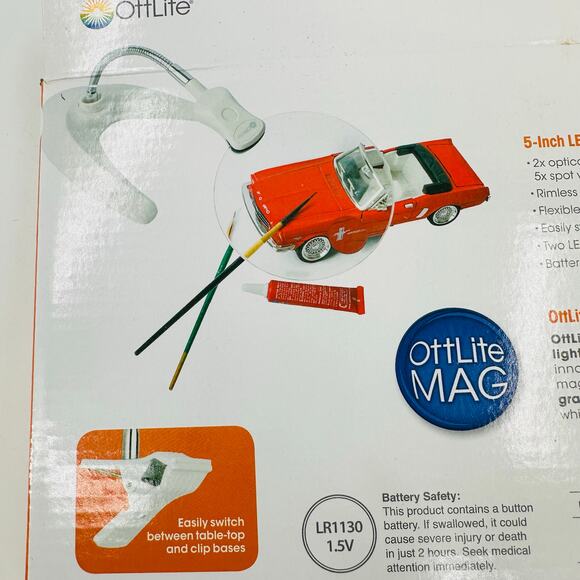 OttLite LED Magnifier Lamp Clip-On Freestanding Flexible Craft Hobby Light 2X - Picture 5 of 7